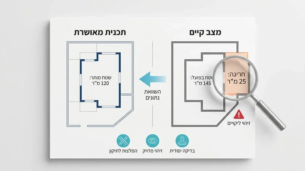 בדיקת חריגות בניה על גבי שרטוט אדריכלי