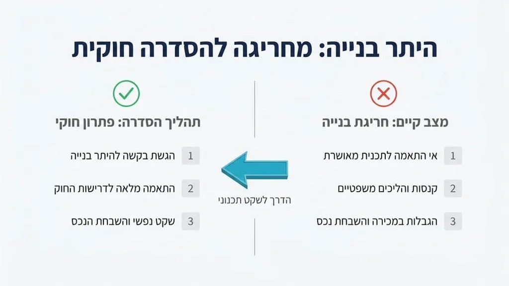 שרטוטים אדריכליים ומסמכי רישוי על שולחן עבודה