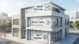 חזית מבנה מסחרי הממחיש שירותי אדריכלות ורישוי